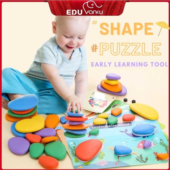 Child Stacking Rocks Montessori Educational Toys for Kids Rainbow Stacking Stones with 20 ...