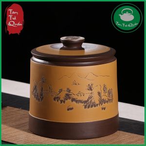 Chum gốm tử sa ủ bảo quản bánh trà ( 8 bánh ) - MẪU THẤP