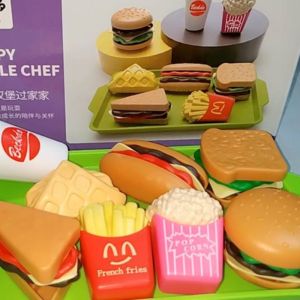 Pretend Play Food Toys Set Play House Sandwich French Fries Burger Childrens DIY Fast Food Gift