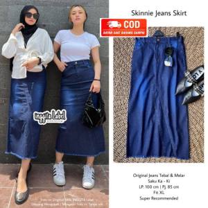 Rok Span Jeans Stretch Melar Rok Wanita 7/8 Denim Rok Rawis Terbaru Skinnie Bawahan Rok Wanita Kekinian
