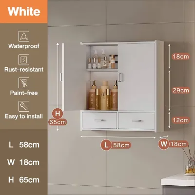 Modern Hanging CR Storage Cabinet Wall Mounted Vanity with Mirror Durable Medicine Cabinet with Adjustable Shelves