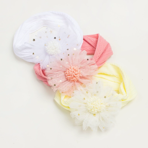 Lovely Baby Headband Wide Headscarf Floral Charm Headdress Infant Elastic Hairband Flower Head Wrap for 0-2Yrs Girls