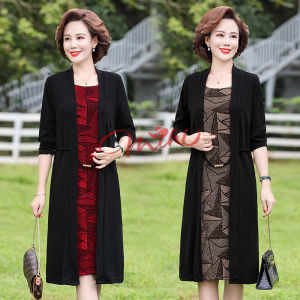 Váy trung niên nữ đẹp dự tiệc sang trọng V37 dáng suông - Đầm dạ hội cao cấp chất len tăm shop quần áo kiểu thời trang cho mẹ cho bà cho người lớn tuổi trung tuổi U40 U50 U60 U70 mặc mùa xuân thu đông giá rẻ Bigsize cỡ lớn