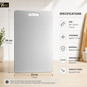 34*23cm Cutting Board 304 Stainless Steel Chopping Board Double-sided Food Grade Cutting Board Thickened