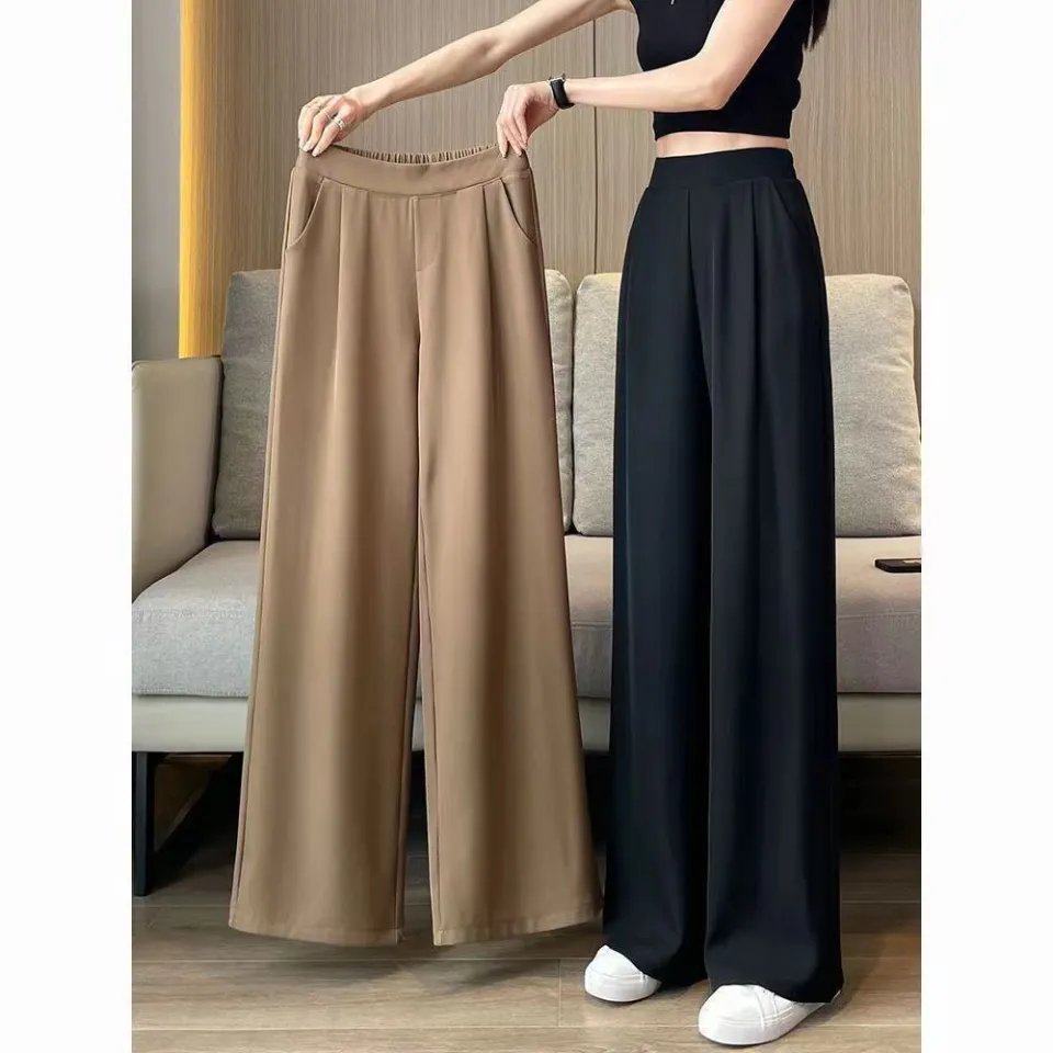 Womens Straight Suit Pants Ladies Wide Leg Long Palazzo Pants