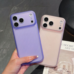 Shockproof Corrugated Pattern Soft TPU Case for iPhone 17 Pro Max 15 14 13 Translucent Window View Camera Protect Phone Cover