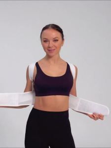 ตัวแก้ไขท่าทางสำหรับผู้หญิง รองรับอาการปวดหลังส่วนบน สายรัดไหล่ที่ปรับได้และเพรียวบาง - สายรัดหลังสำหรับบรรเทาอาการปวดหลัง สีขาว ขนาดกลาง