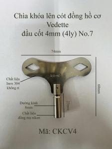Chìa Khóa Lên Dây Cót Cho Đồng Hồ Cơ Vedette Đầu Chuẩn 4mm Cao Cấp