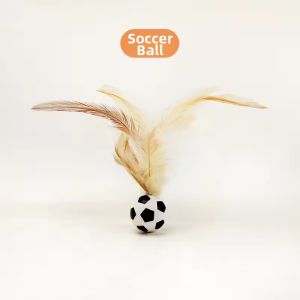 Interactive Bouncing Ball  safe and stimulating pets playtime Small elastic feather Durable Cat Toy Balls Funny Easy Use physical activity Silicone Indoor Rolling Magic self entertainment
