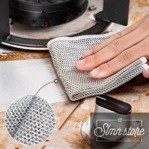 Giẻ Lưới Rửa Bát Chén Sợi Thép Một Lớp Chống Trầy Khăn Lưới Cọ Xoong Nồi Vệ Sinh Bếp Đa Năng Chất Liệu Kim Loại Bền Bỉ LD2-Kruachenkc