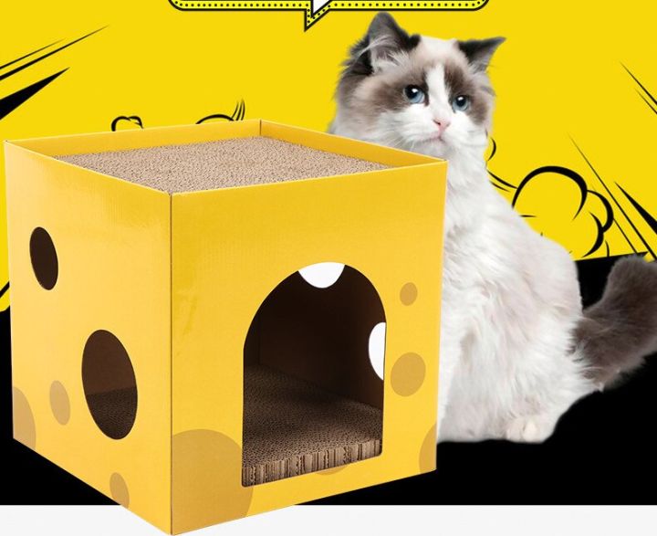READYSTOCK] Cheese Designs Box come with Scratcher Board Cat