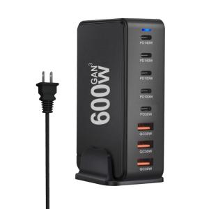 600W USB C Desktop 8 Port Quick Charging Hub with 5 USB C and 3 USB A for Home Office Travel Use