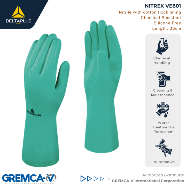 DELTAPLUS NITREX VE801 CHEMICAL RESISTANT Nitrile Safety Gloves