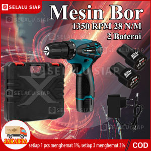 (dalam stok dikirim dari jakarta)Mesin Bor Baterai 10mm 12V Mesin Bor Listrik Dual Speed Cordless Drill Set Dua Kecepatan Bor Listrik Obeng Elektrik 1/2 Batteries Pengisi daya