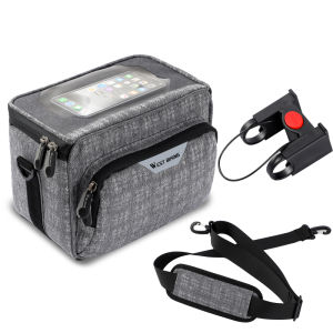 WEST BIKING Bicycle Handlebar Bag MTB Bike Front Storage Bag With Touch Screen Phone Pouch Waterproof Multifunction Shoulder Bag