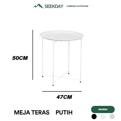 SEEKDAY Meja teras Meja besi tempa Sederhana Meja aesthetic cafe Bulat - Bisa lipat dan dipasang