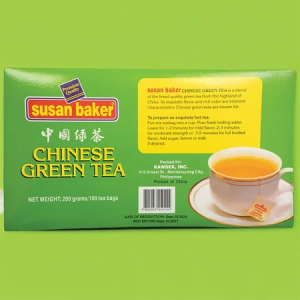 Natural and pure Susan Baker CHINESE GREEN TEA Bags 100 sachets – Bulk Hot & Iced Tea Brewing Pack