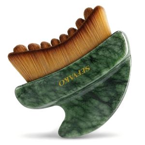 Bàn chải massage mặt giúp kích thích hệ bạch huyết thiết kế hai đầu: một đầu dùng để chải khô và một đầu có lưỡi gặm ngọc mát lạnh lông bàn chải siêu mềm 0075mm dụng cụ massage mặt giúp lưu thông bạch huyết giảm bọng mắt tạo đường nét và thư giãn.