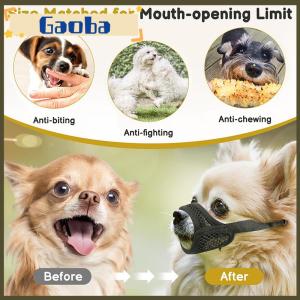 gaoba ปากกระบอกปืนตาข่ายสำหรับสุนัขจมูกสั้นและสุนัขขนาดเล็กขนาดกลางป้องกันการกัดมุ่งเน้นไปที่สุนัข brachycephalic เช่นชิวาวาปอมเมอเรเนียน