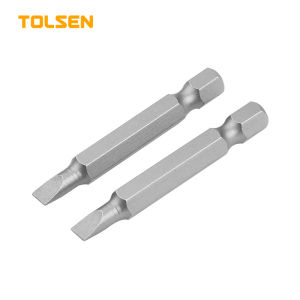Tolsen 2pcs Flat Screwdriver Bit Set (4 | 4.5 | 5.5 | 6.5 x 25mm | 50mm) S2 Industrial Steel