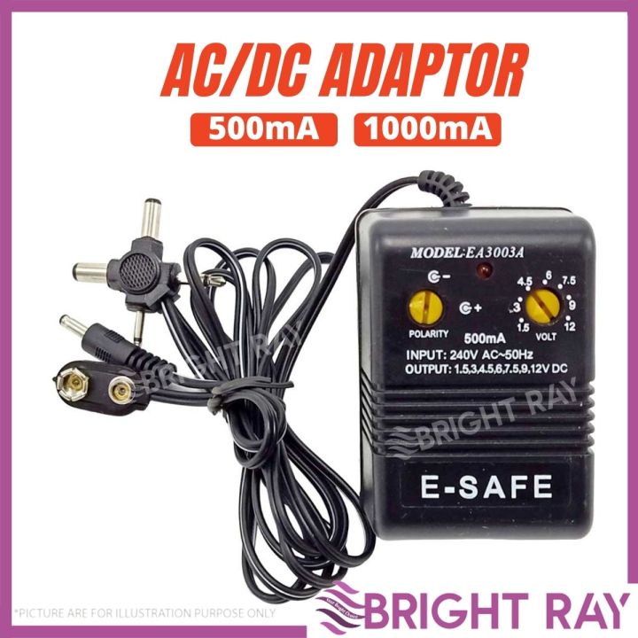 500mA/1000mA AC DC / AC to DC Converter Adapter Charger, 3 pin plug, 1 ...