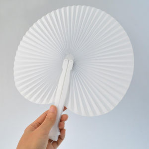 [Fast Shipping] 5Pcs Folding Paper Fans Heart Round Shape Hand Foldable Fan