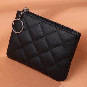PU Leather Diamond Coin Purse Mini Zipper Short Wallet Coin Card Storage Bag Card Holder Wallet