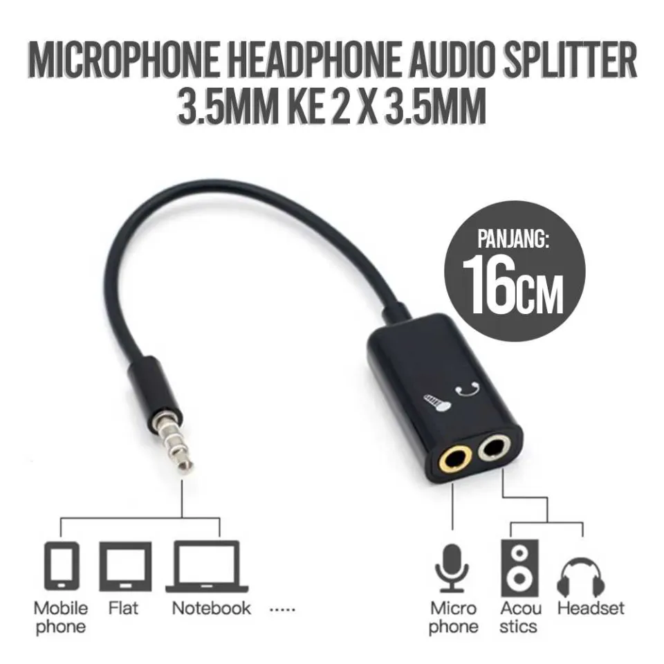 COD Kabel Konektor Splitter Audio Jack mm Male Ke mm - Main Image