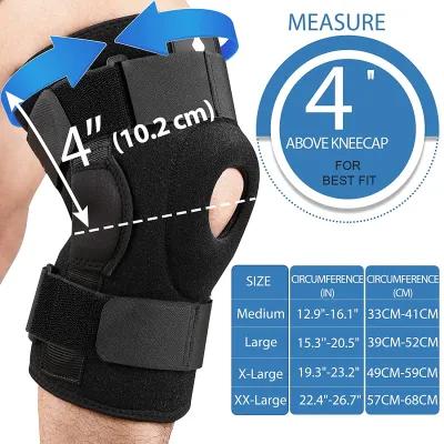 NEENCA Hinged Knee Brace Adjustable Compression Knee Support Brace Open Patella Knee Wrap for Knee Pain SwollenMeniscus TearACLPCLMCLJoint Pain Relief Injury Recovery.AC056