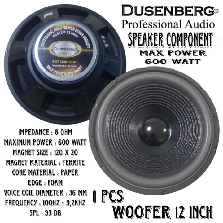 SPEAKER 12 INCH DUSENBERG BEST COMPONENT WOOFER DS-012-B ORIGINAL