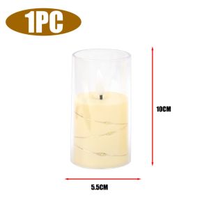 Romantic Flickering Flameless LED Candles Battery Operated Candles with string Light Acrylic LED Pillar Candle for Wedding Christmas Decoration