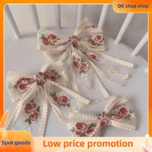 ✨QK shop✨ New Embroidered Bow Hairpin Lace Hair Clip Sweet Back Of The Head Duckbill Clip Fashion Hair Accessories For Girl Woman