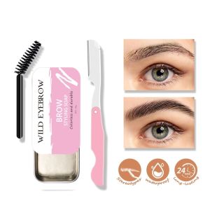 3D Feathery Transparent Eyebrow Soap Wild Brow Styling Soap Waterproof Long-Lasting Eyebrow Gel with Razor