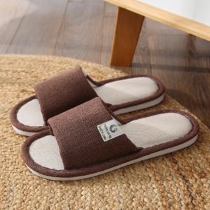 Linen Soft bottom mute Indoor anti slip slippers for mens comfortable breathable cotton linen slippers