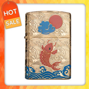 Hộp Quẹt Bật Lửa Xăng Đá Họa Tiết Cá Chép Đẹp Độc Lạ sang trọng Zorro Z92035B (KHÔNG CHỨA XĂNG GAS)
