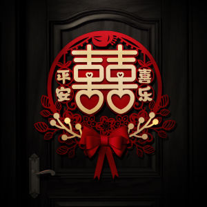 Wedding decoration stickers - Bowknot flocking cloth wedding stickers / 结婚用品 结婚布置- 蝴蝶结植绒布金卡喜字贴