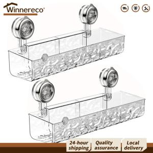2Pcs Bathroom Toothbrush Holders with Strong Suction Cups No Drill Clear Wall Caddy
