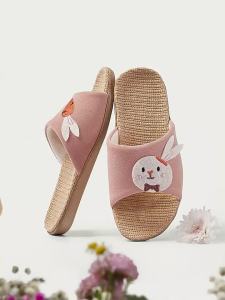 Yuanhang ChildrenS Linen Slippers For Girls Cute Non-Slip Indoor Home Use For Spring And Summer Suitable For Older Kids