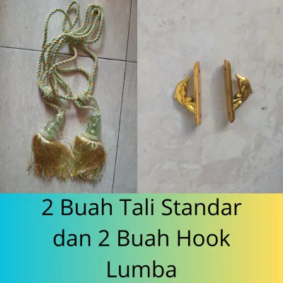 Set Hok Lumba dan Tali Hordeng Motif Standar / 2 hook 2 tali Standar Gorden
