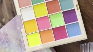 16 Colors Pigment Powder for Nails Palette Set Ombre Neon Nail Color Powder DIY Mani Kit Nail Accessories with 50 Nail Sticks Nail Brush for Women Long Lasting