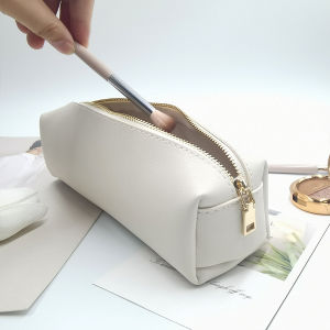 กระเป๋าเก็บแปรงแต่งหน้าแบบพกพา PU กระเป๋าเครื่องสำอางหนังขนาดใหญ่พกพาสะดวก กล่องดินสอ เลือกสีได้