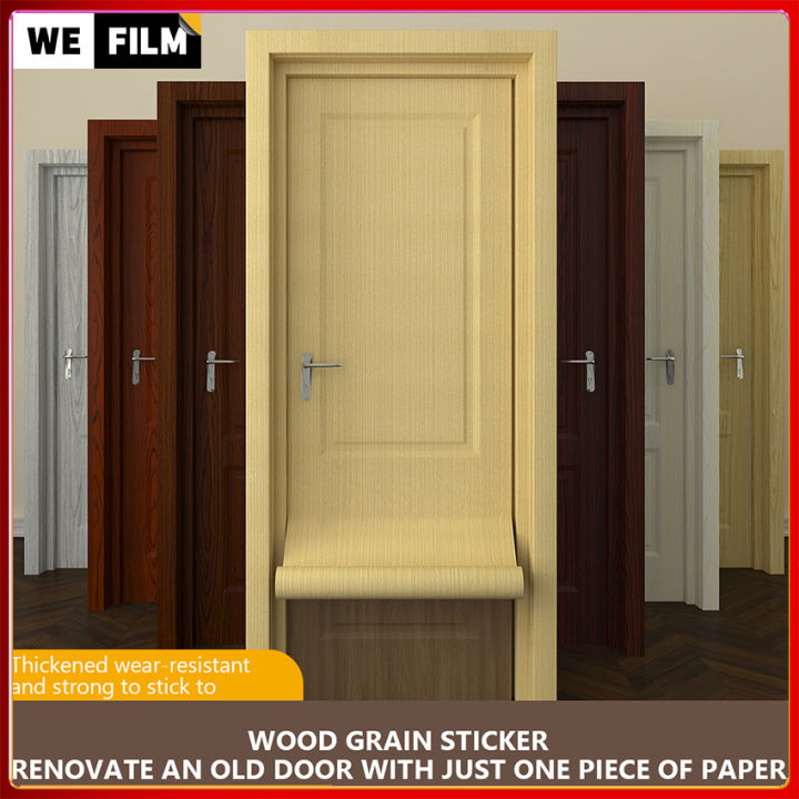 Wood Grain Door Sticker Waterproof Mildew Proof Self-adhesive Wallpaper ...