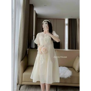 Đầm Bầu Váy Bầu Xinh Thời Trang Thiết Kế Dáng Suông Vải Lụa Tơ Óng Mặc Đi Chơi Dự Tiệc