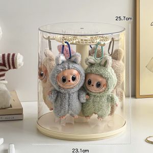 YUNAFIN Xoay Hộp trưng bày búp bê Labubu Trong suốt Có thể xếp chồng lên nhau Giá trưng bày Labubu  Màn hình toàn diện Hộp lưu trữ  dây chuyền Hộp sưu tầm búp bê mù