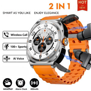 New GT98 Smart Watch TWS Headset 2 In 1 AMOLED Wireless Headset Bluetooth Call Outdoor Sport Music Health Monitor Smartwatch Men