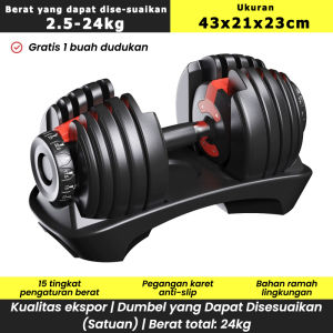 Adjustable Dumbell Barbell Alat Fitness Set 2.5 KG - 24 KG 15 level Adjustable Barbel Fitness