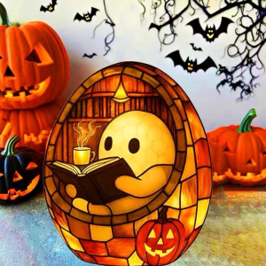 Reading Book Lamp Handmade Halloween Reading Night Light Up Cute Decor Halloween Party Nightlight for Readers & Book Lover