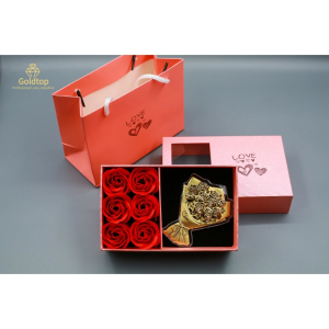 Gold Rose Bouquet Set Pure Gold 999/24K (0.3g) Gold Bar-The best choice for loved ones friends and family members