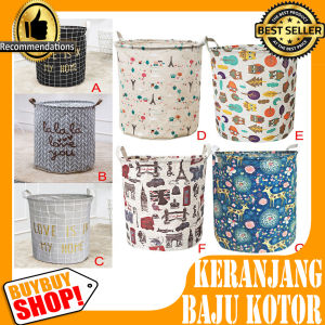 Keranjang Baju Kotor Lipat Bulat Laundry Motif / Binatu & Peralatan Kebersihan / Alat & Aksesori Binatu / Keranjang Binatu