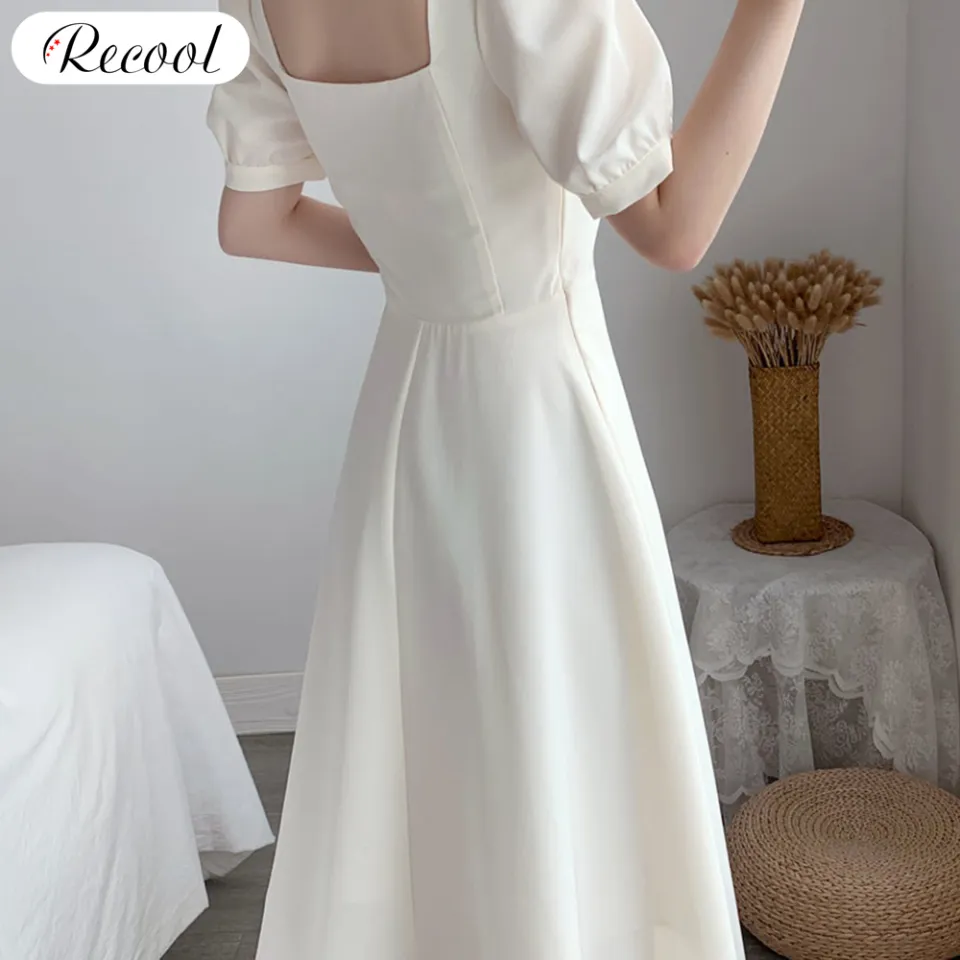 Recool Summer White Dress for Women Korean Style Fashion Dress for Women  Casual Girls' Cute Dresses
